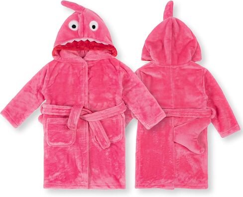 lontakids Kids Shark Robe, Toddler Girls Boys Plush Bathrobes, Hooded Housecoat, 2-8 Years in Kuwait