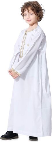 ثوب XINNI العربي ثوب إسلامي بأكمام طويلة وياقة قفطان مع سحاب للأولاد in Kuwait