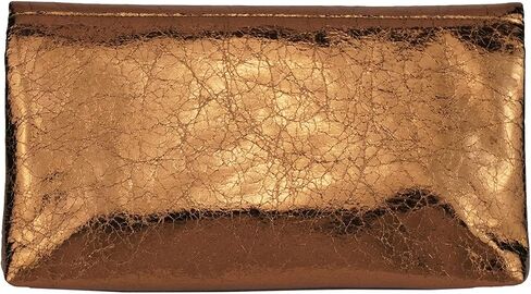 JNB Women's Cracked Metallic Fabric Foldover Clutch with Tassel in Saudi Arabia