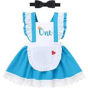 IBTOM CASTLE Infant First Birthday Outfit Baby Girls Boho Lace Ruffle Romper Tutu Dress with Headband for Newborn Cake Smash