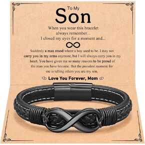 PINKDODO Mens Leather Bracelet Gifts for Son Grandson Man Him Husband Boyfriend Birthday Christmas Anniversary Valentines Day Gift Ideas in Saudi Arabia