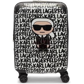 Karl Lagerfeld Paris Women's Metallic 21" Upright Luggage, Black/White, Medium in Saudi Arabia