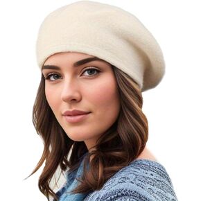 قبعة بيريه شتوية للسيدات من AICHUAN، قبعة صغيرة محبوكة من الأنجورا، قبعة خريف وشتاء فرنسية كلاسيكية in Kuwait