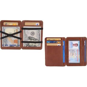 حامل بطاقات AULIV محفظة جلدية سحرية RFID حجب حافظة بطاقات الائتمان ذات الجيب الأمامي النحيف للرجال والنساء (أسود) in Kuwait