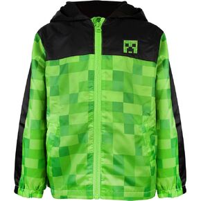Minecraft Boys Jacket Waterproof Hoodie Creeper Fleece Lined Raincoat