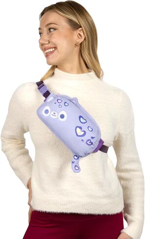 TeeTurtle Plushiverse - Plushie Fanny Pack - Valentine’s Day - Cute Kawaii Purple Leopard - Novelty Hip Waist Crossbody Bag in Saudi Arabia