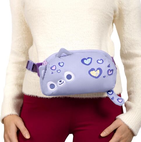 TeeTurtle Plushiverse - Plushie Fanny Pack - Valentine’s Day - Cute Kawaii Purple Leopard - Novelty Hip Waist Crossbody Bag in Saudi Arabia