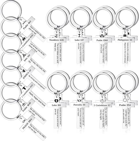 Loetere 45 Pcs Christian Cross Keychain Bulk 15 Styles Bible Verse Keychain Stainless Steel Religious Key Rings Christian Inspirational Gifts for Women Men Christmas Easter Baptism in Saudi Arabia