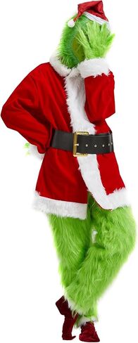 Itopfox 7PCS Christmas Green Monster Costume, Santa Suit Adult Men for Christmas with Mask in Kuwait
