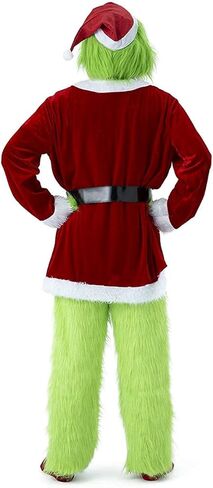 Itopfox 7PCS Christmas Green Monster Costume, Santa Suit Adult Men for Christmas with Mask in Kuwait