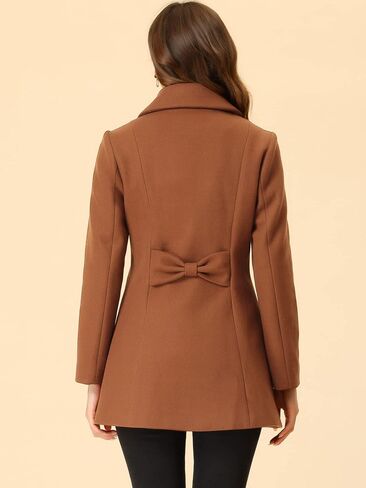Allegra K Women's Single Breasted Turndown Collar Overcoat Vintage Winter Coat with Pockets in Saudi Arabia