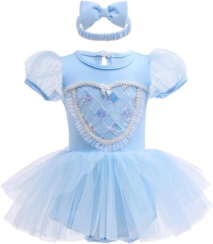 CinheyU Baby Girls Princess Costumes Birthday Romper Tutu Dress w/Headband Halloween Christmas Party Fancy Outfits in Kuwait