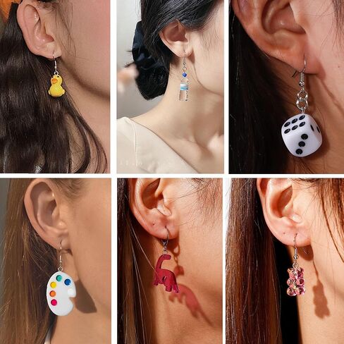 GIFIKOI 20-25 Pairs Weird Cute Earrings Drop Dangle Earrings for Women Girls Food Earrings Aesthetic Earrings Weirdcore Kawaii Funny Earrings Set in Saudi Arabia