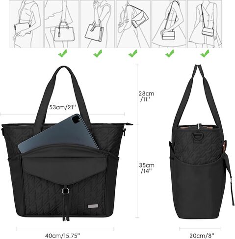 Utility Teacher Tote Bag for Women Work Bags Quilted Large Nurse Tote Bag with Pockets for 15.6" Laptop for Teacher Supplies in Saudi Arabia
