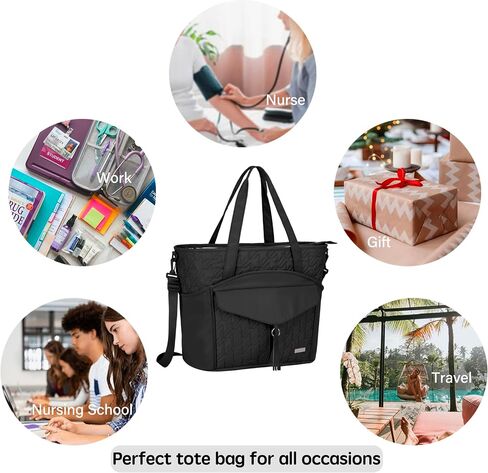 Utility Teacher Tote Bag for Women Work Bags Quilted Large Nurse Tote Bag with Pockets for 15.6" Laptop for Teacher Supplies in Saudi Arabia