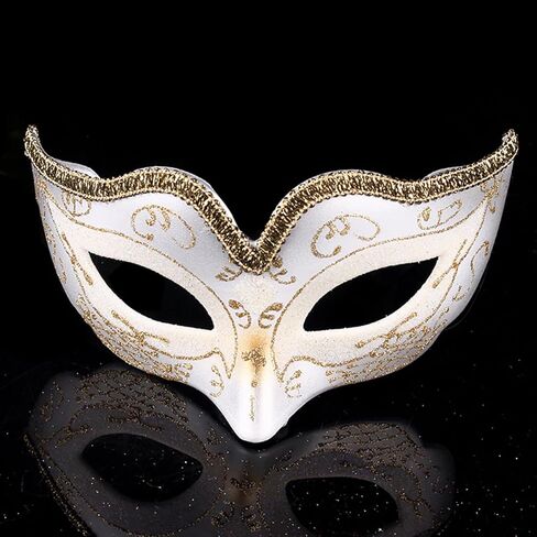 CYIWHI White Masquerade Mask Venetian Mask Halloween Party Mask Mardi Gras Mask in Kuwait