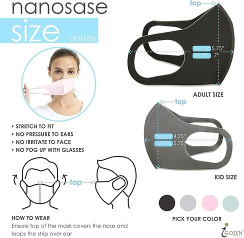 igozen 4 Pack kids face masks Nanosase G Sports face masks nano 3d Poly Spandex cool face mask is not cotton mask in Saudi Arabia