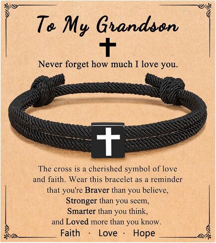 UNGENT THEM Cross Braided Rope Bracelet for Men Women, Easter Christian Baptism Christmas Valentine's Day Gifts for Couples Son Daughter Brother Teens Girls in Saudi Arabia