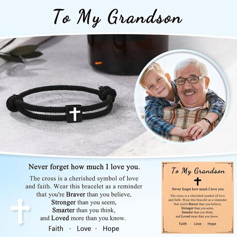 UNGENT THEM Cross Braided Rope Bracelet for Men Women, Easter Christian Baptism Christmas Valentine's Day Gifts for Couples Son Daughter Brother Teens Girls in Saudi Arabia