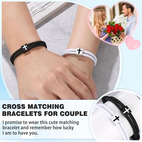 UNGENT THEM Cross Braided Rope Bracelet for Men Women, Easter Christian Baptism Christmas Valentine's Day Gifts for Couples Son Daughter Brother Teens Girls in Saudi Arabia