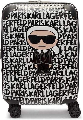 Karl Lagerfeld Paris Women's Metallic 21" Upright Luggage, Black/White, Medium in Saudi Arabia