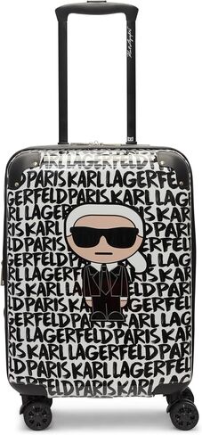 Karl Lagerfeld Paris Women's Metallic 21" Upright Luggage, Black/White, Medium in Saudi Arabia