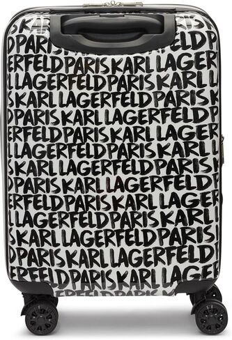 Karl Lagerfeld Paris Women's Metallic 21" Upright Luggage, Black/White, Medium in Saudi Arabia