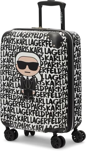 Karl Lagerfeld Paris Women's Metallic 21" Upright Luggage, Black/White, Medium in Saudi Arabia
