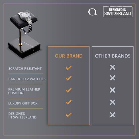 ساعة QWATCHBANDS من الجلد الطبيعي (بني/بني) وحامل ساعة (أسود/ذهبي/أسود) in Kuwait