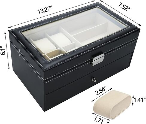 NovelBee Double-Layer 6 Slots Watch Boxes with 9 Grids Eyeglasses Sunglasses Storage for Watch Jewelry Eyeglasses Sunglass Display Case Organizer in Saudi Arabia