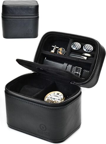 Watch Travel Case and Jewelry Travel Organizer Case for Men - Watch Band Case Storage - Premium Leather - Coffee Brown in Saudi Arabia