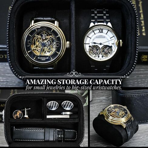 Watch Travel Case and Jewelry Travel Organizer Case for Men - Watch Band Case Storage - Premium Leather - Coffee Brown in Saudi Arabia