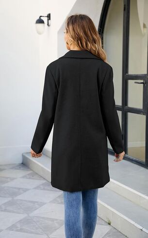 ECOWISH Women Coat Trench Jacket - Winter Long Peacoat Fall Mid-Length Lapel Cardigan Overcoat with Pockets in Saudi Arabia