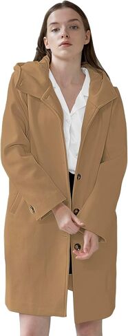 SAUKOLE Womens Wool Blend Pea Coat Fashion Winter Dressy Overcoat Single Breasted Trench Jackets with Hood in Saudi Arabia