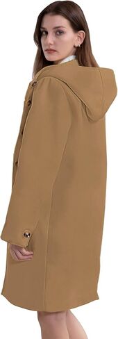 SAUKOLE Womens Wool Blend Pea Coat Fashion Winter Dressy Overcoat Single Breasted Trench Jackets with Hood in Saudi Arabia