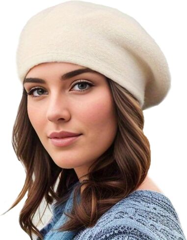 AICHUAN Womens Winter Beret Hat, Angora Knitted Beanie Cap Fall Winter French Classic Beret in Kuwait
