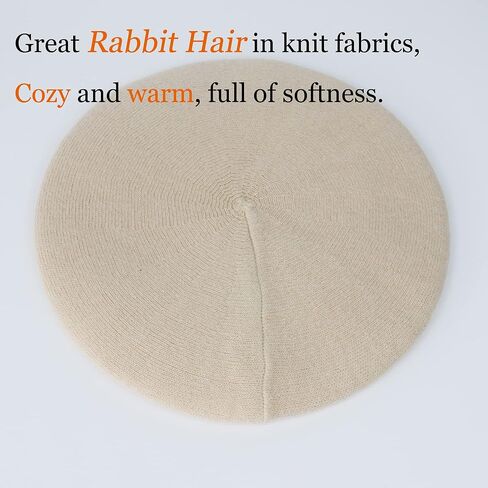 AICHUAN Womens Winter Beret Hat, Angora Knitted Beanie Cap Fall Winter French Classic Beret in Kuwait