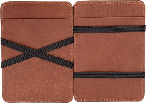 حامل بطاقات AULIV محفظة جلدية سحرية RFID حجب حافظة بطاقات الائتمان ذات الجيب الأمامي النحيف للرجال والنساء (أسود) in Kuwait