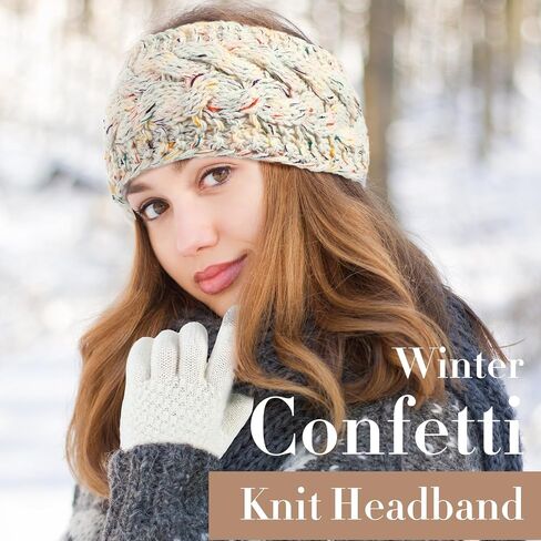 Suhine 12 Pcs Women Knit Cable Headbands and Touch Screen Glove Set Winter Fleece Lined Headbands Ear Warmers Headbands Ear Muffs Texting Gloves for Cold Weather in Saudi Arabia