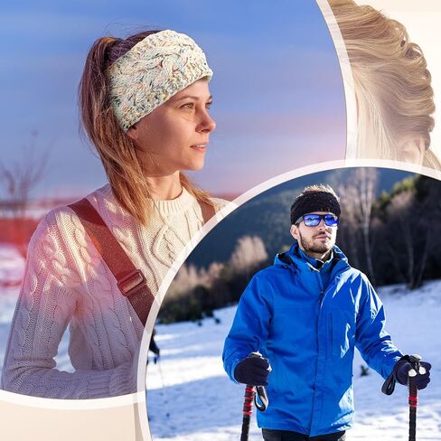 Suhine 12 Pcs Women Knit Cable Headbands and Touch Screen Glove Set Winter Fleece Lined Headbands Ear Warmers Headbands Ear Muffs Texting Gloves for Cold Weather in Saudi Arabia