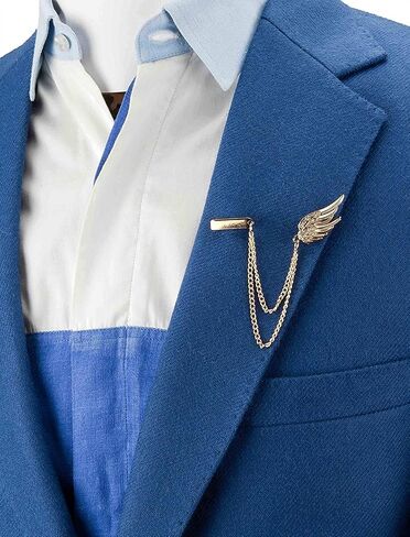 A N KINGPiiN Metal Golden Angel Wings with Hanging Chain Lapel Pin, Brooch Suit Stud, Shirt Studs Men's Accessories in Saudi Arabia