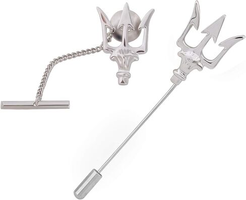 Men's Trident Necktie Tie Tack Pin Shirt Stay Bar Suit Collar Lapel Stick Pin Brooch with Chain Accessories for Necktie in Saudi Arabia