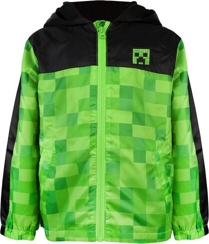 Minecraft Boys Jacket Waterproof Hoodie Creeper Fleece Lined Raincoat in Saudi Arabia