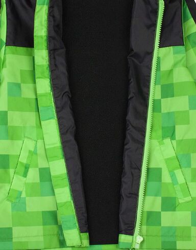 Minecraft Boys Jacket Waterproof Hoodie Creeper Fleece Lined Raincoat in Saudi Arabia