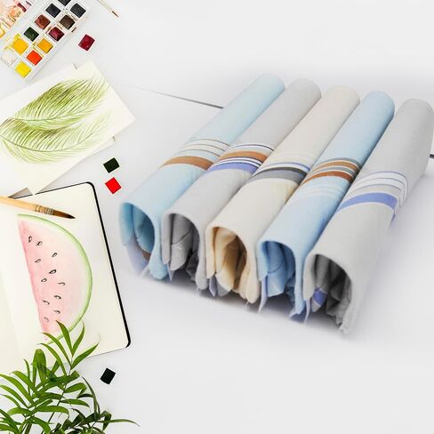 Caruso Italy Men's Premium 100% Pure Cotton Handkerchief Colored Border - (46x46 cm) in Saudi Arabia