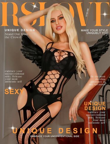RSLOVE Womens Fishnet Bodystocking Sexy Exotic Lingerie Crotchless One Piece Bodysuit Plus Size Tights in Saudi Arabia