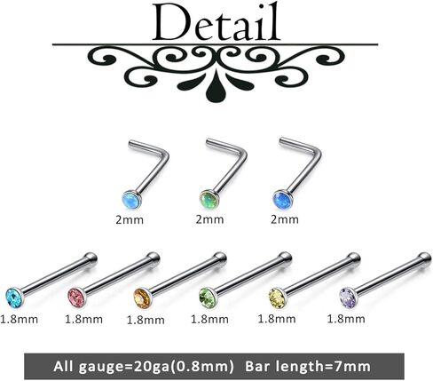 PESOENTH 18-26pcs 20G ثقب الأنف حلقات الأنف ترصيع الفولاذ الجراحي C شكل مزدوج هوب الأنف المسمار L شكل تشيكوسلوفاكيا الأنف الحاجز ثقب المجوهرات للنساء الفتيات الرجال in Kuwait