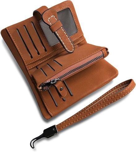 AOXONEL Women's Small Bifold Leather wallet Rfid blocking Ladies Wristlet with Card holder id window Coin Purse in Kuwait