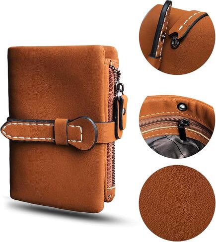AOXONEL Women's Small Bifold Leather wallet Rfid blocking Ladies Wristlet with Card holder id window Coin Purse in Kuwait