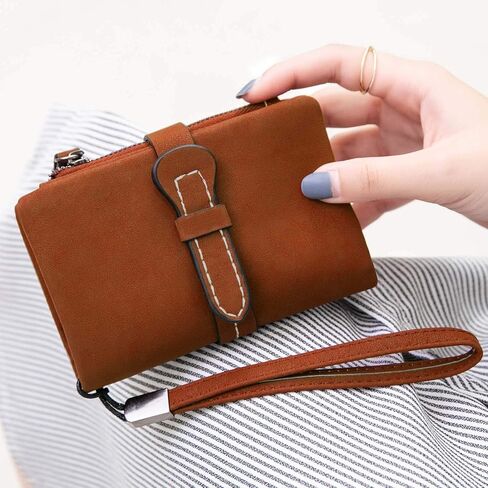 AOXONEL Women's Small Bifold Leather wallet Rfid blocking Ladies Wristlet with Card holder id window Coin Purse in Kuwait
